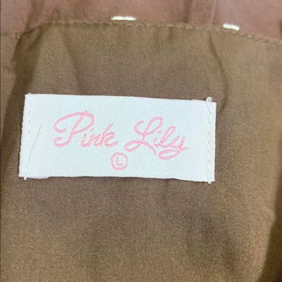 Pink Lily Brown Embroidered Floral Dress Spaghetti Straps Back Zip NWOT Large - Picture 12 of 14